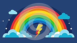 A rainbow after a storm symbolizing the beauty and hope that can emerge from difficulty.. Vector illustration. photo