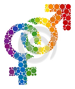 Rainbow Straight sex symbol Collage Icon of Round Dots