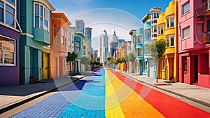 Rainbow street and colorful houses
