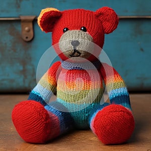 Rainbow Striped Teddy Bear For Sale