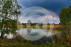 Rainbow in summer time in alsace