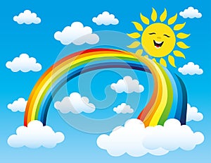 Rainbow, sun and clouds