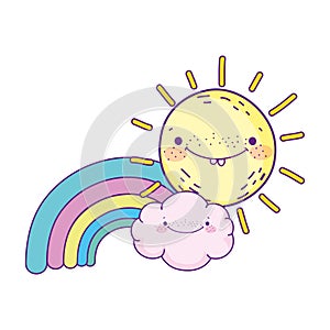 Rainbow sun clouds kawaii cartoon character decoration