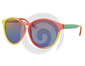 rainbow sunglasses isolated on white background - 3d rendering - generated by ai