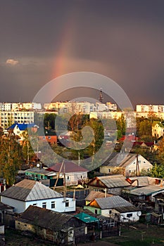 Rainbow sunny day dreamtime houses window