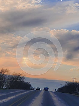 Rainbow sunset but no rain