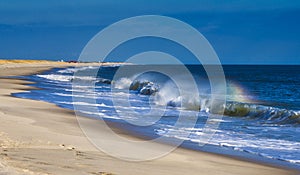 Rainbow in the Surf on Deserted Delaware Beach