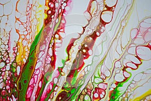 Rainbow Swipe 2. An abstract acrylic fluid painting with lacing and rainbow colors.