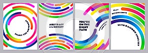 Rainbow Swirl Circle Lines. Vector Abstract Background with Circular Color Graphics. Spiral Gradient Vortex. Round