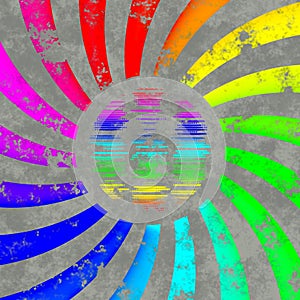 Rainbow swirl logo - sun or globe