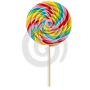 Rainbow swirl lollipop realistic illustration