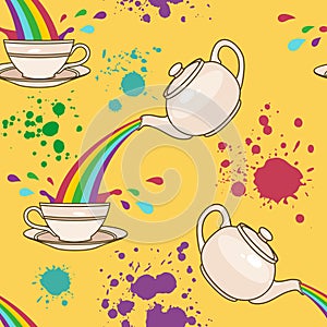 Rainbow tea splash pattern