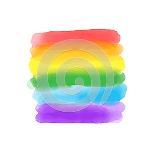 Rainbow texture, symbol of LGBTQ pride. Vector watercolor spectrum. Hand drawn paint strokes isolated on white