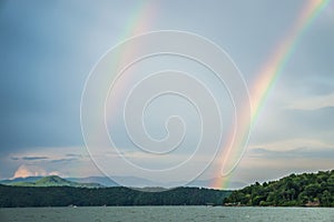 Rainbow after thunderstorm at lake jocassee south carolina