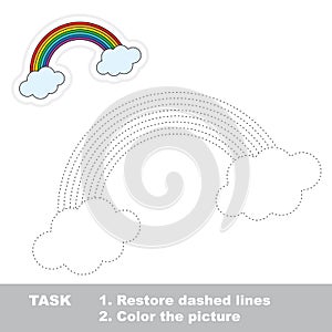 Rainbow to be traced. Vector trace game.