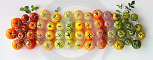 Rainbow of Tomatoes with Herbs on White