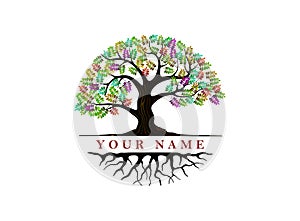 Rainbow tree logo design template
