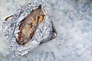 Rainbow trout in foil