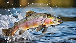 Rainbow trout jumping