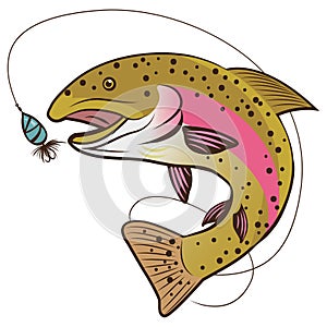 Rainbow Trout Vector Isolated On A White Background. Fish Mascot Vector Illustration.