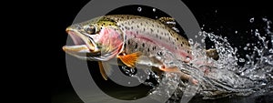 Rainbow trout in the water. Generative AI,