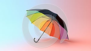 rainbow umbrella mock up isolated on light pink pastel color background