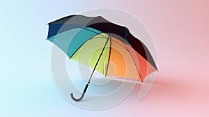 rainbow umbrella mock up isolated on light pink pastel color background