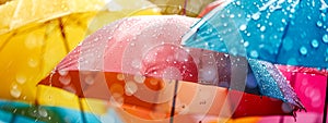 Rainbow Umbrellas with Raindrops