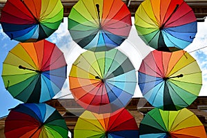 Rainbow umbrellas roof