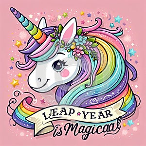 rainbow unicorn graphic with \