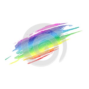 Rainbow vector watercolor smudge texture isolated on the white background