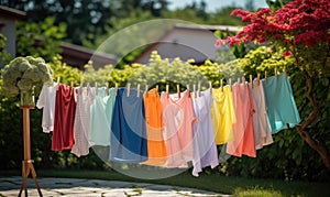 A Rainbow of Vibrant Shirts Dancing in the Breeze