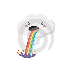 Rainbow vomit cloud cartoon icon