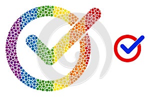 Rainbow Vote Tick Mosaic Icon of Spheres