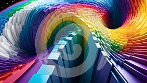 Rainbow Voxel Texture Bursting From The Center Lgbtiq Colors Flowing Dynamically photo