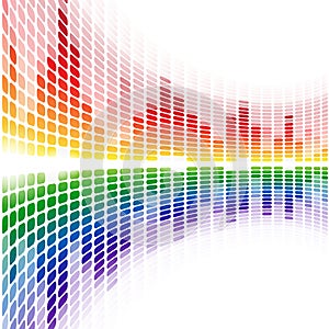 Rainbow warped digital equalizer on white photo
