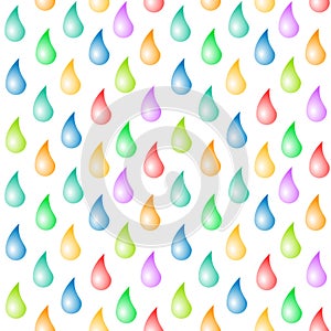 Rainbow water drops seamless pattern