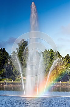 Rainbow on the water fountain