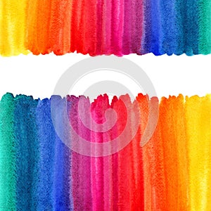 Rainbow watercolor background, borders, frame