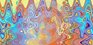 Rainbow watercolor background. Fantasy multicolored psychedelic abstract pattern. Long banner.