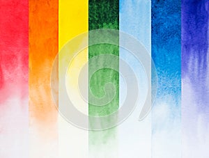 Rainbow watercolor composition in separated stripes