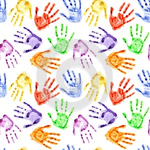 Rainbow watercolor hand prints