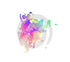 Rainbow watercolor stain shades paint stroke graphic abstract background color splash