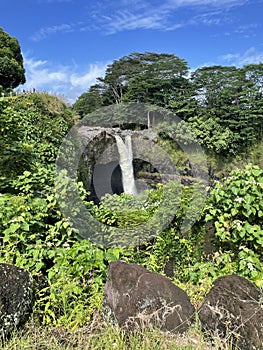 Rainbow waterfall in Hilo, Hawaii