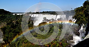 A rainbow and a waterfall