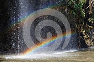 Rainbow on The Waterfall in Water Stream That Lead to Thi Lor Su Waterfall in Tak Province in Northwestern Thailand