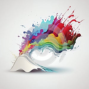 Rainbow wave. Colorful paint splash. Isolated design element on the transparent background.