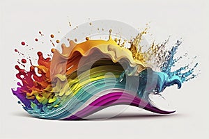 Rainbow wave. Colorful paint splash. Isolated design element on the transparent background