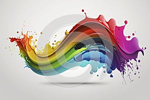 Rainbow wave. Colorful paint splash. Isolated design element on the transparent background