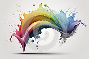 Rainbow wave. Colorful paint splash. Isolated design element on the transparent background